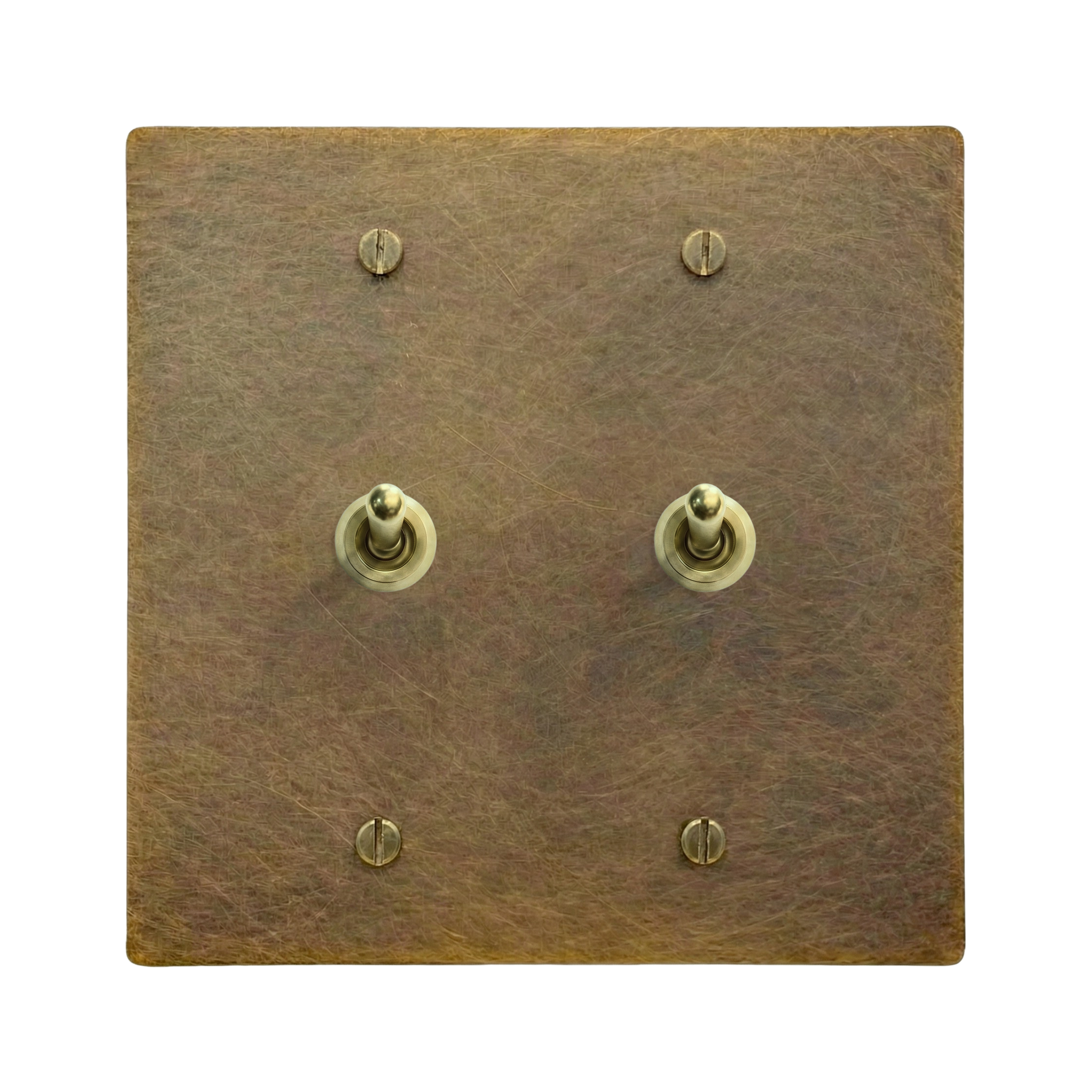 Aged Brass 2-Gang Vintage Toggle & Vintage Toggle Switch Plate