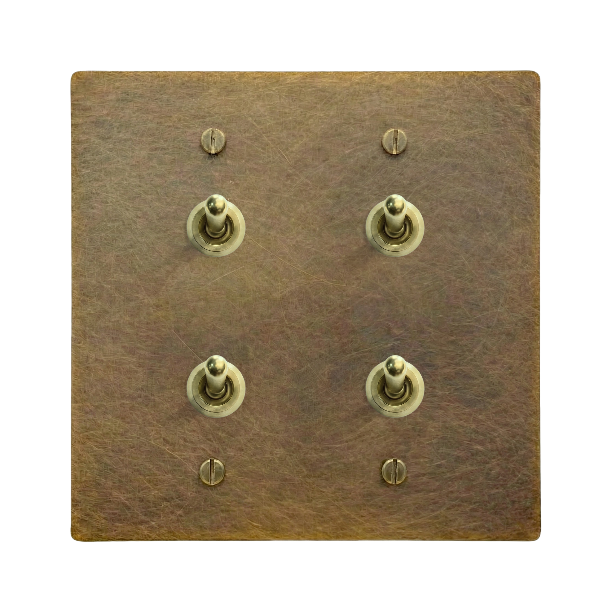 Aged Brass 2-Gang Stacked Vintage Toggle & Stacked Vintage Toggle Switch Plate