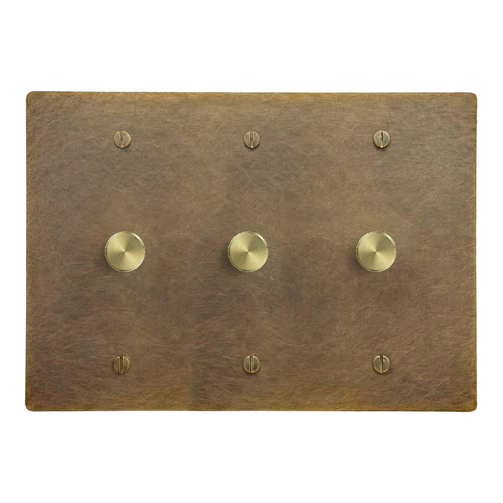 Aged Brass 3-Gang Dimmer, Dimmer & Dimmer Switch Plate