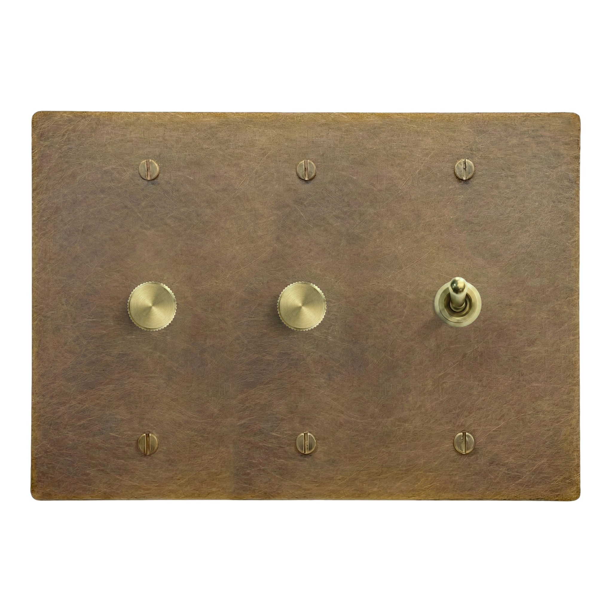 Aged Brass 3-Gang Dimmer, Dimmer & Vintage Toggle Switch Plate