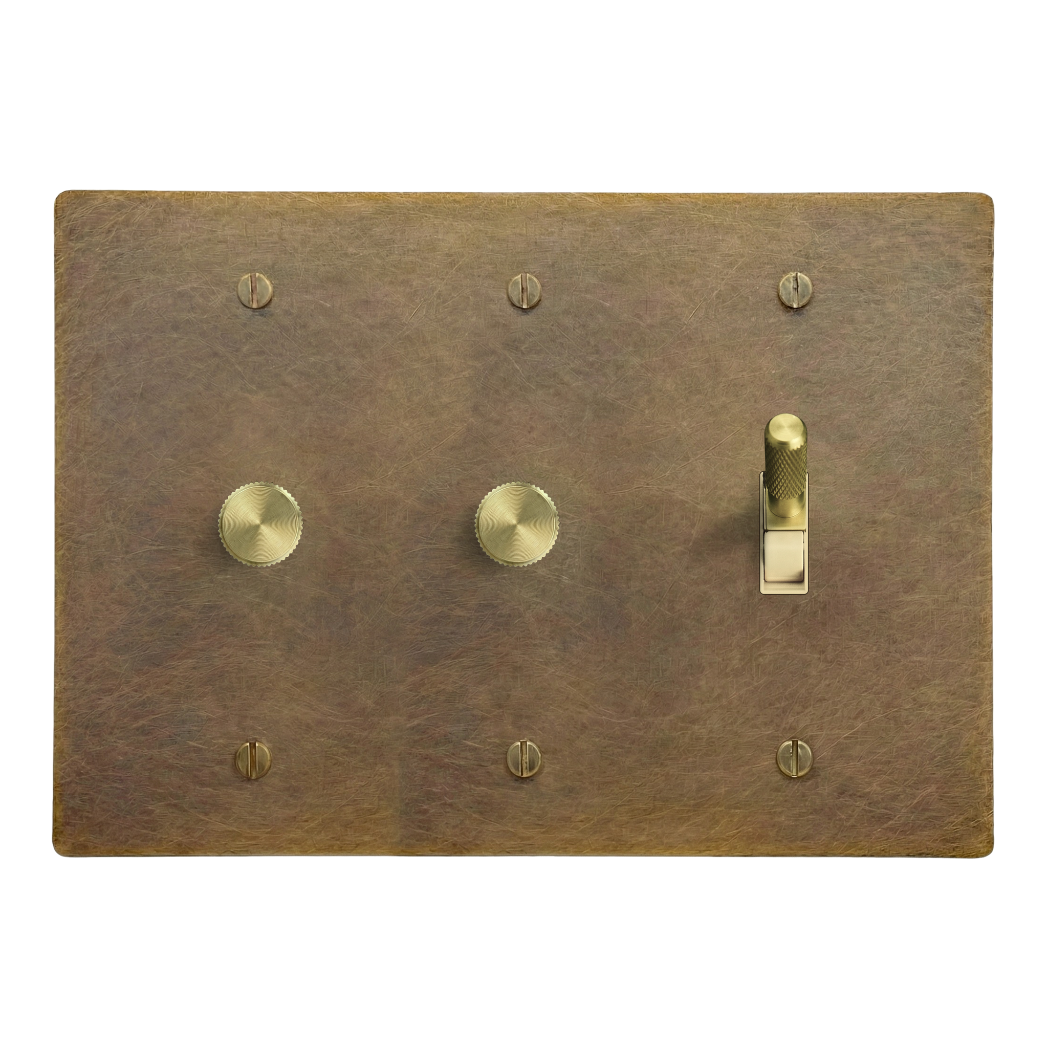 Aged Brass 3-Gang Dimmer, Dimmer & Toggle Switch Plate in Ivory