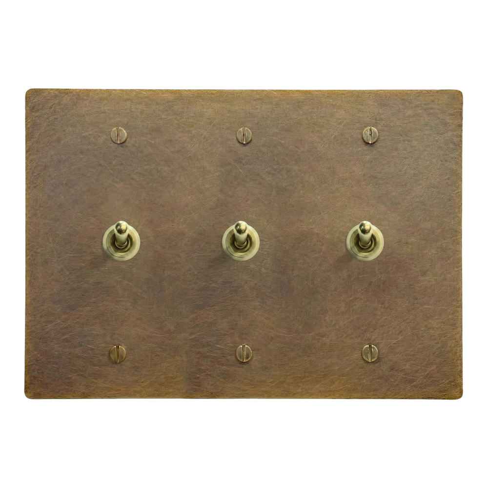 Aged Brass 3-Gang Vintage Toggle, Vintage Toggle & Vintage Toggle Switch Plate
