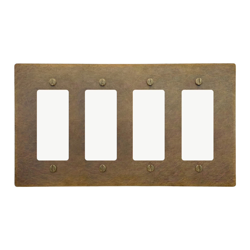 Aged Brass 4-Gang Decora, Decora, Decora & Decora Switch Plate