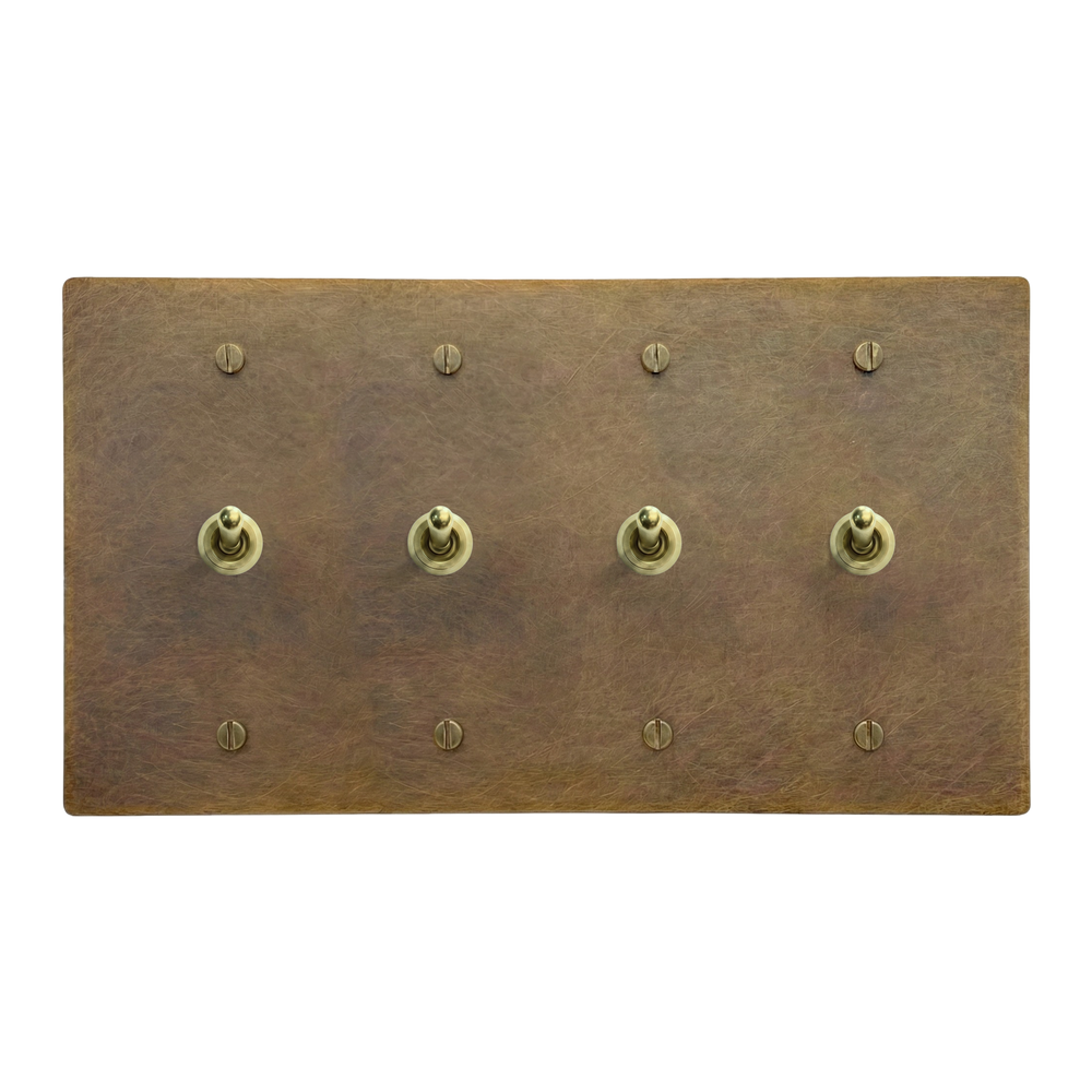 Aged Brass 4-Gang Vintage Toggle, Vintage Toggle, Vintage Toggle & Vintage Toggle Switch Plate