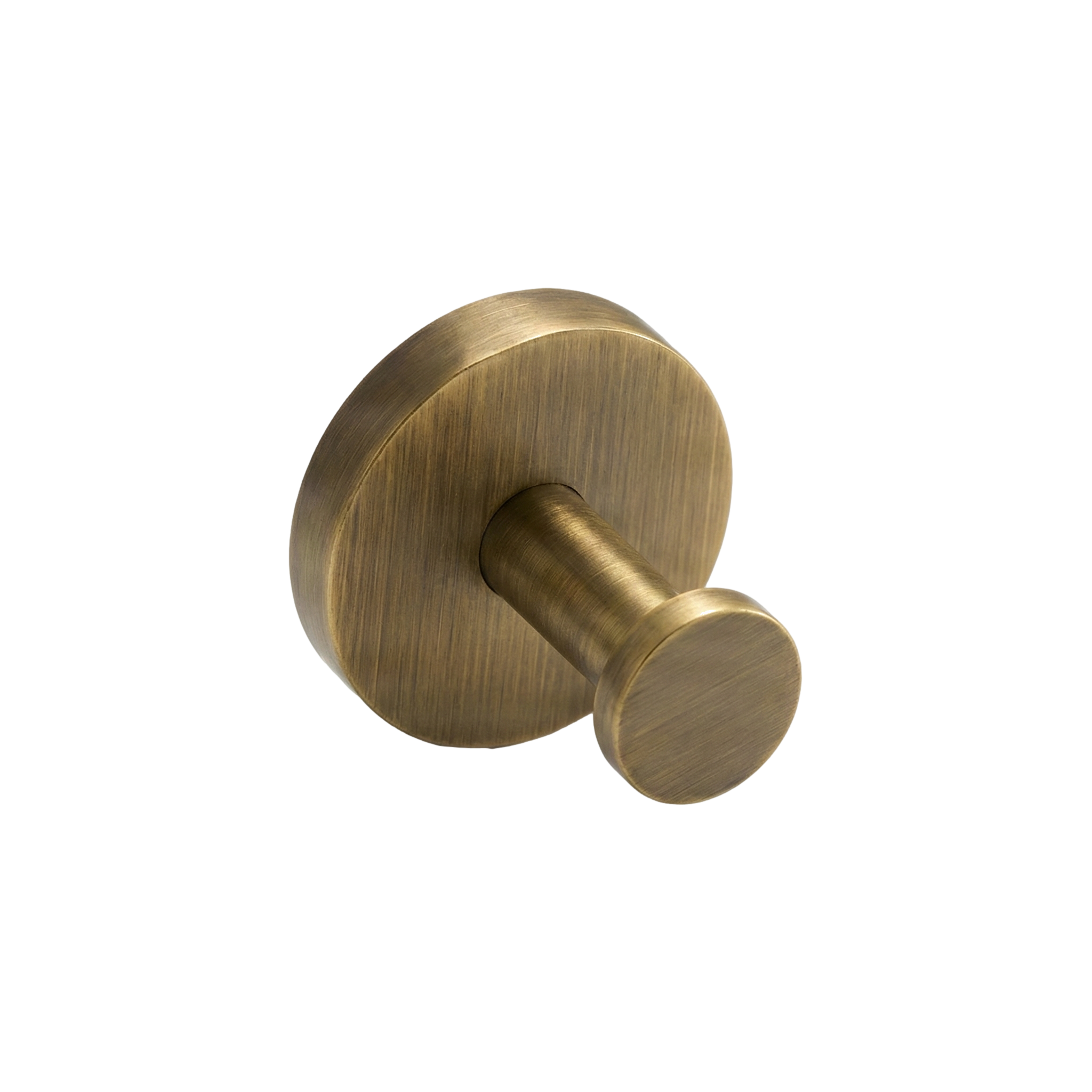 Minimalist aged brass towel hook, an heirloom piece with a rich brushed finish for lasting elegance.
