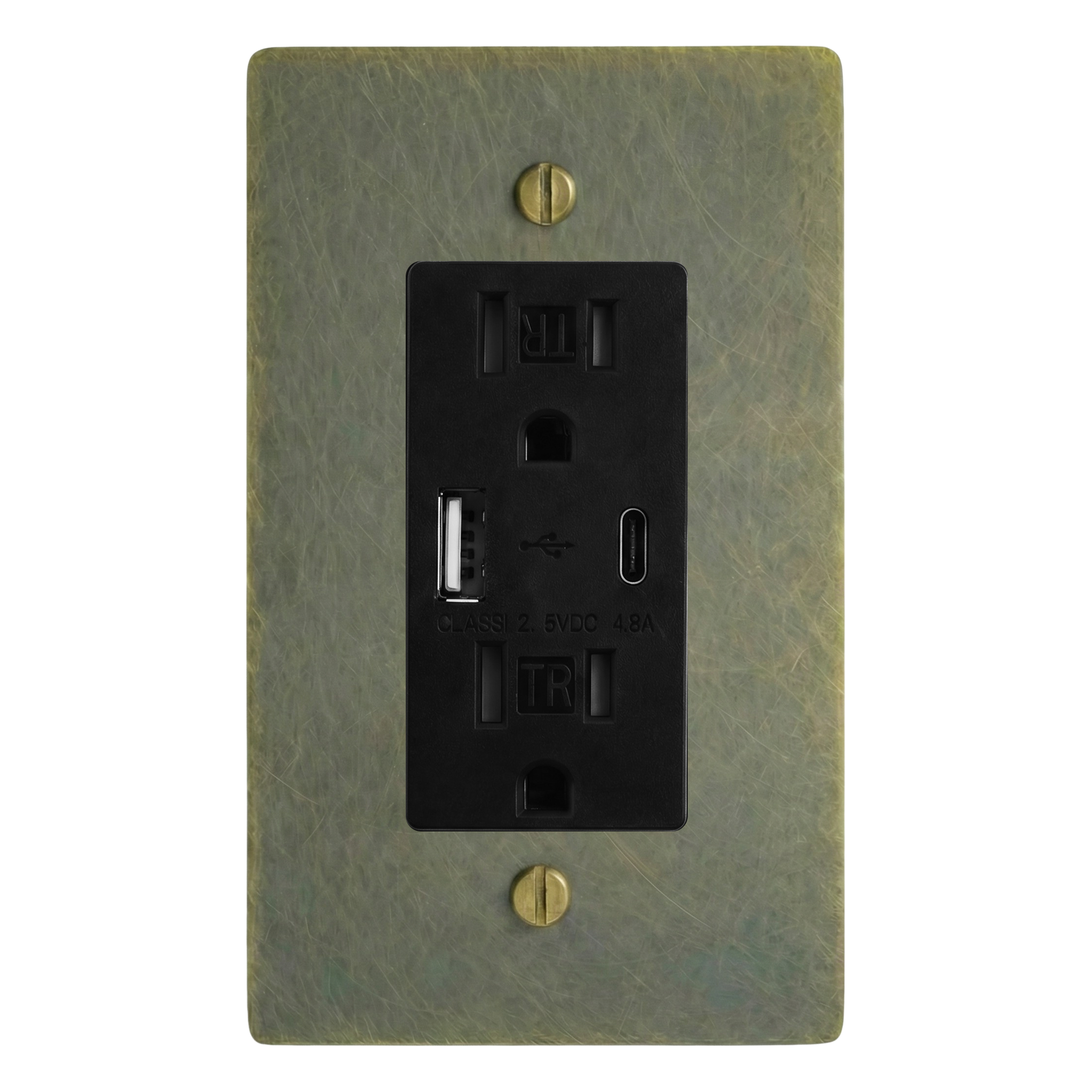 Antique Brass 1-Gang USB Outlet Switch Plate in Black