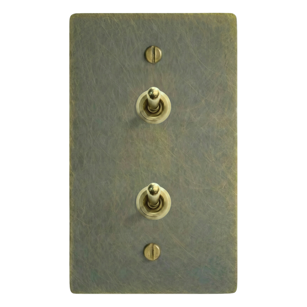 Antique Brass 1-Gang Stacked Vintage Toggle Switch Plate