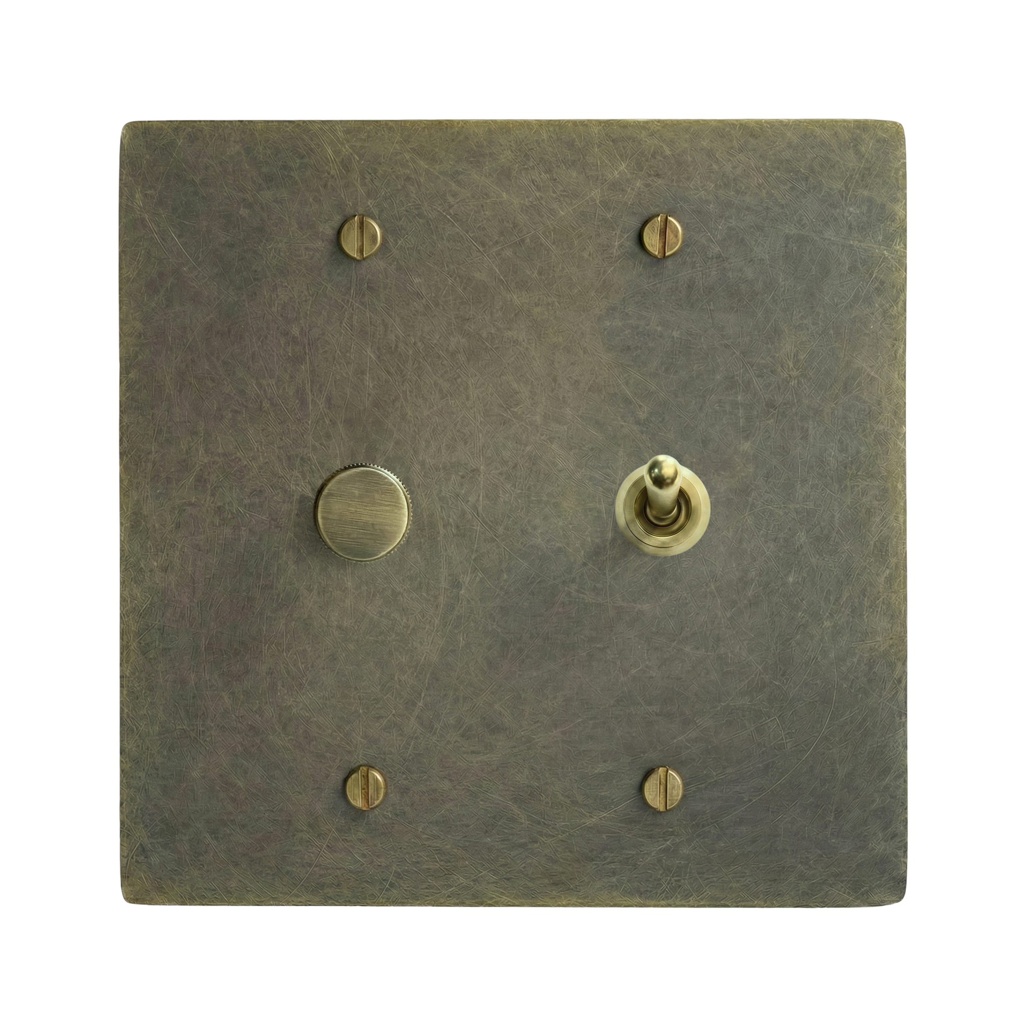 Antique Brass 2-Gang Dimmer & Vintage Toggle Switch Plate