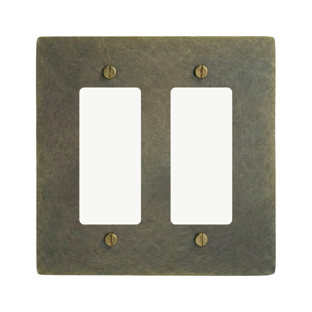 Antique Brass 2-Gang Decora & Decora Switch Plate