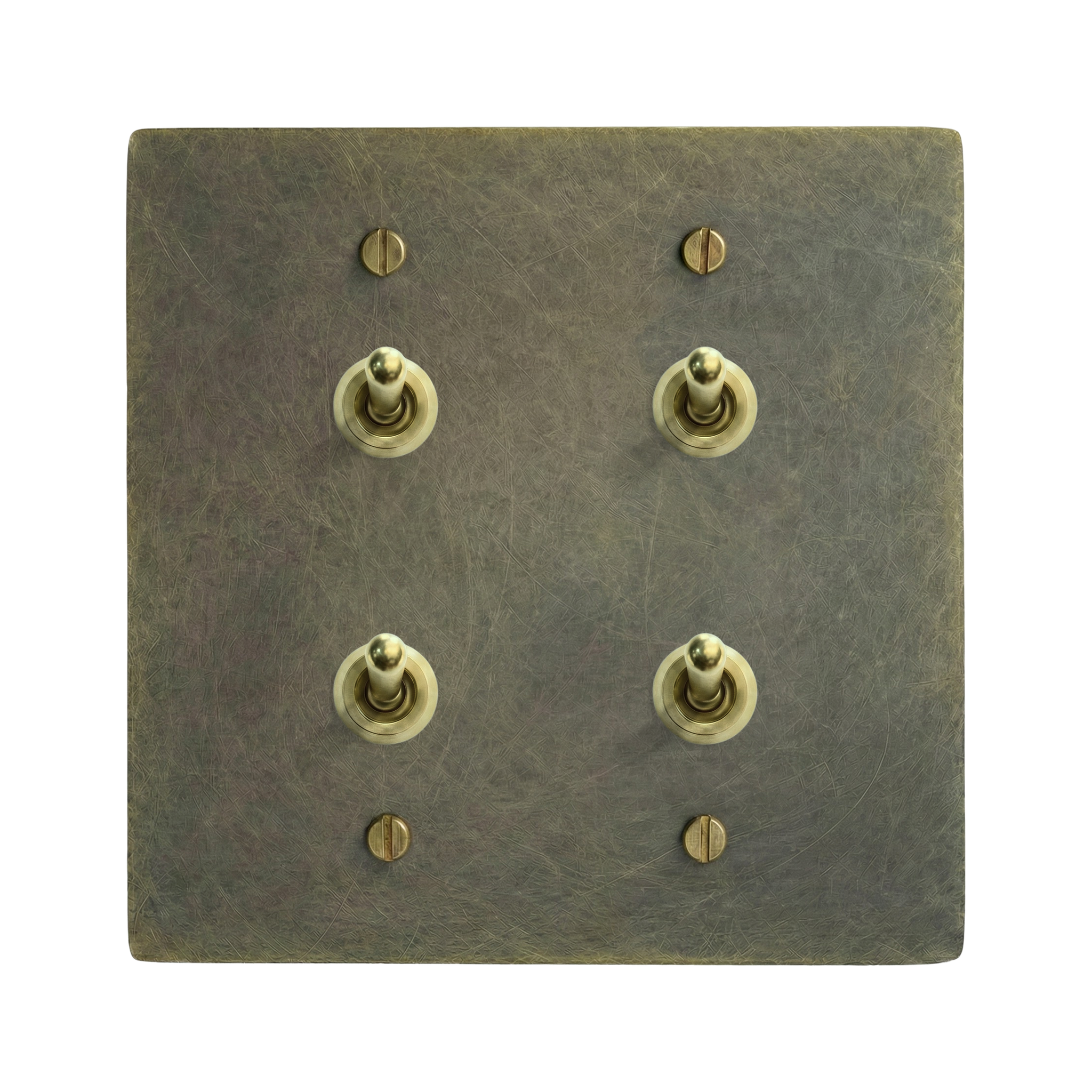 Antique Brass 2-Gang Stacked Vintage Toggle & Stacked Vintage Toggle Switch Plate