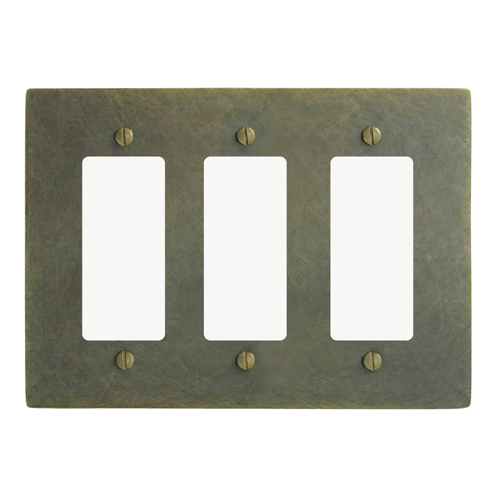 Antique Brass 3-Gang Decora, Decora & Decora Switch Plate