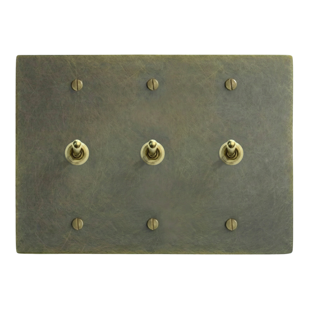 Antique Brass 3-Gang Vintage Toggle, Vintage Toggle & Vintage Toggle Switch Plate