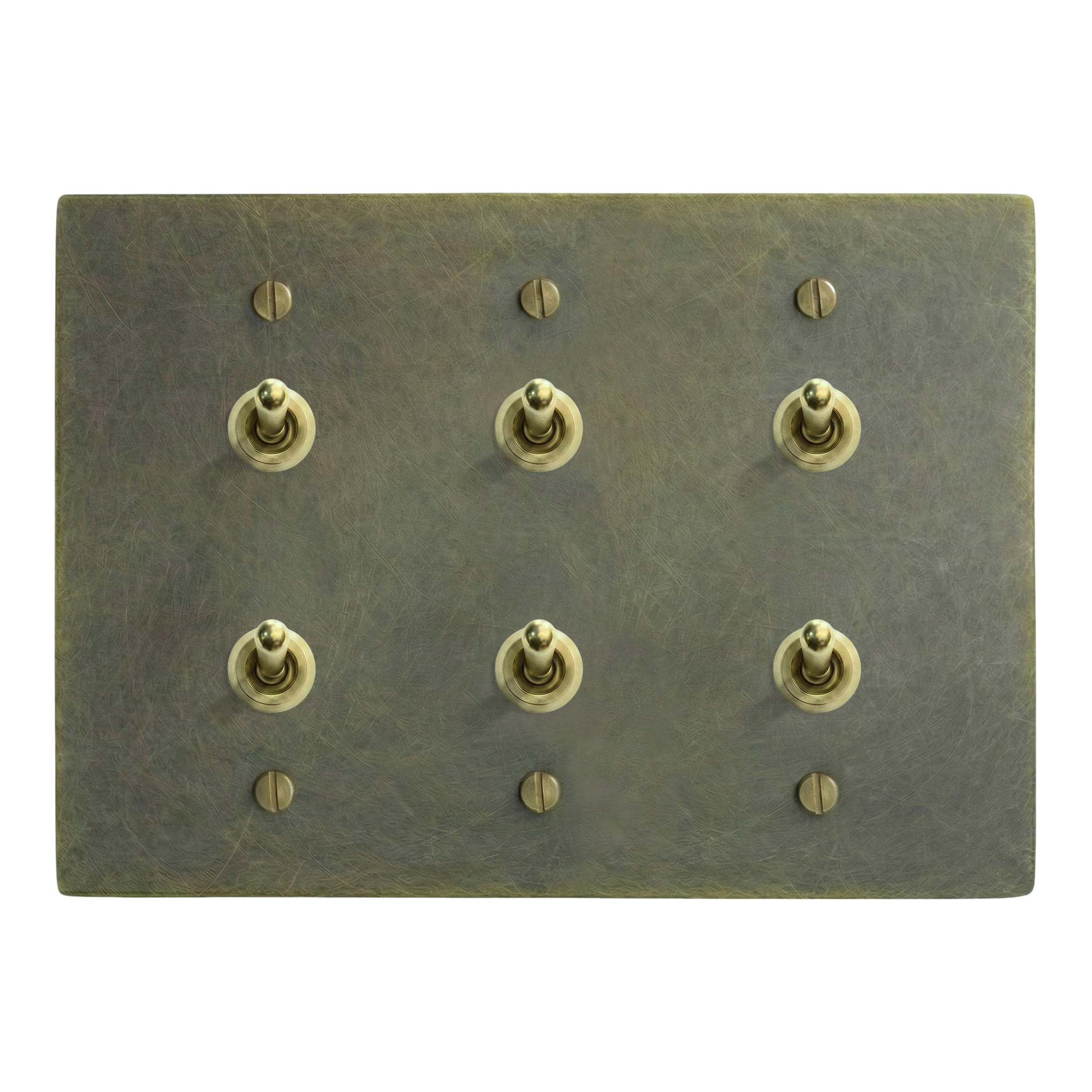 Antique Brass 3-Gang Stacked Vintage Toggle, Stacked Vintage Toggle & Stacked Vintage Toggle Switch Plate