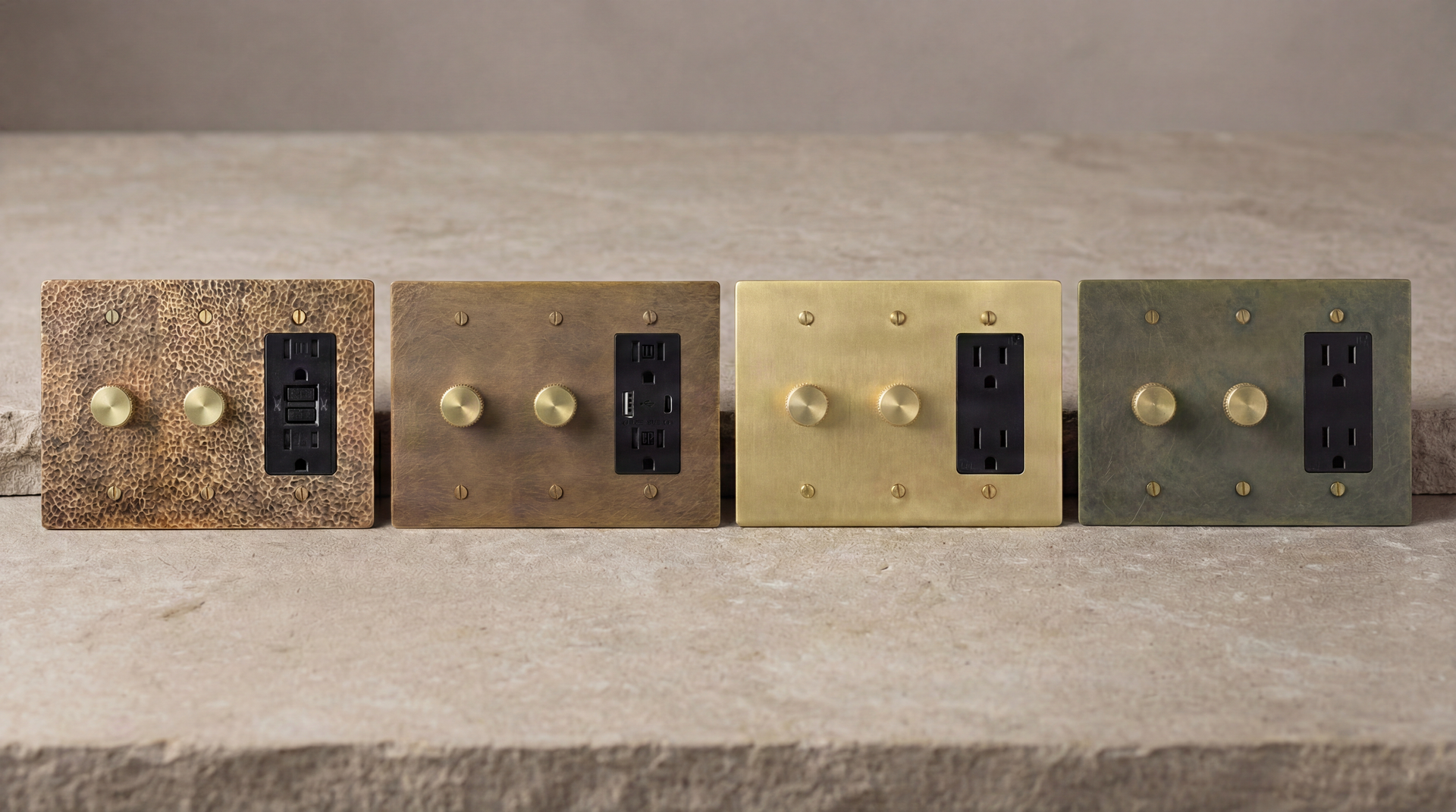 Brass 3 Gang Outlets - Desktop Hero
