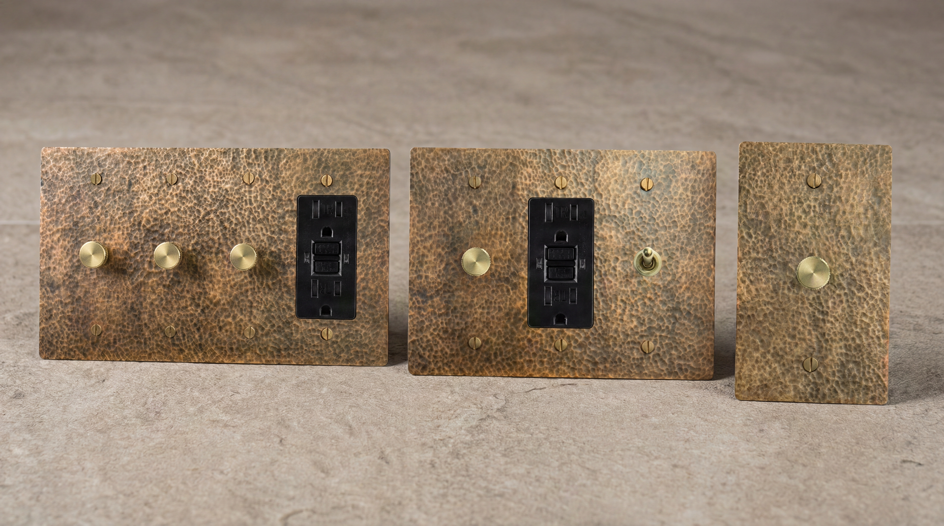 Hammered Brass Dimmer Switches - Desktop Hero