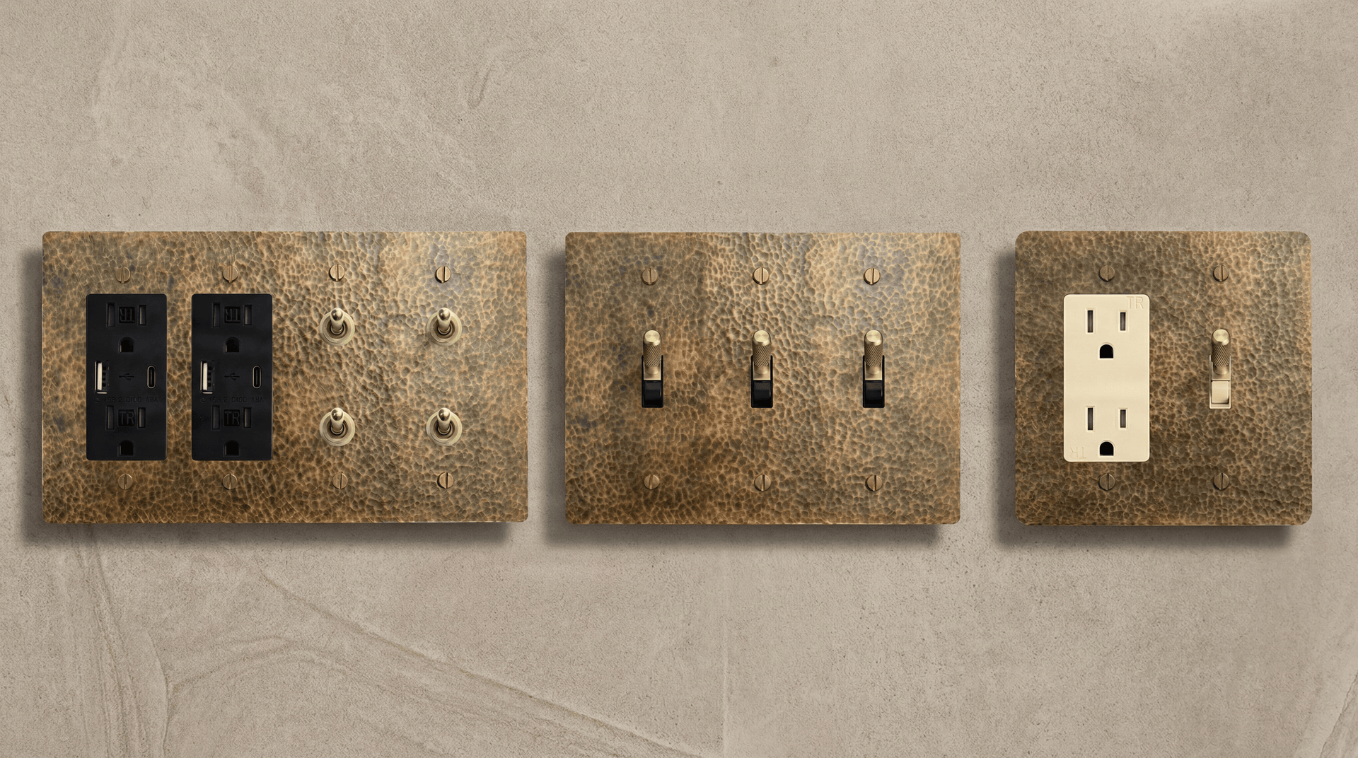 Hammered Brass Light Switches - Desktop Hero
