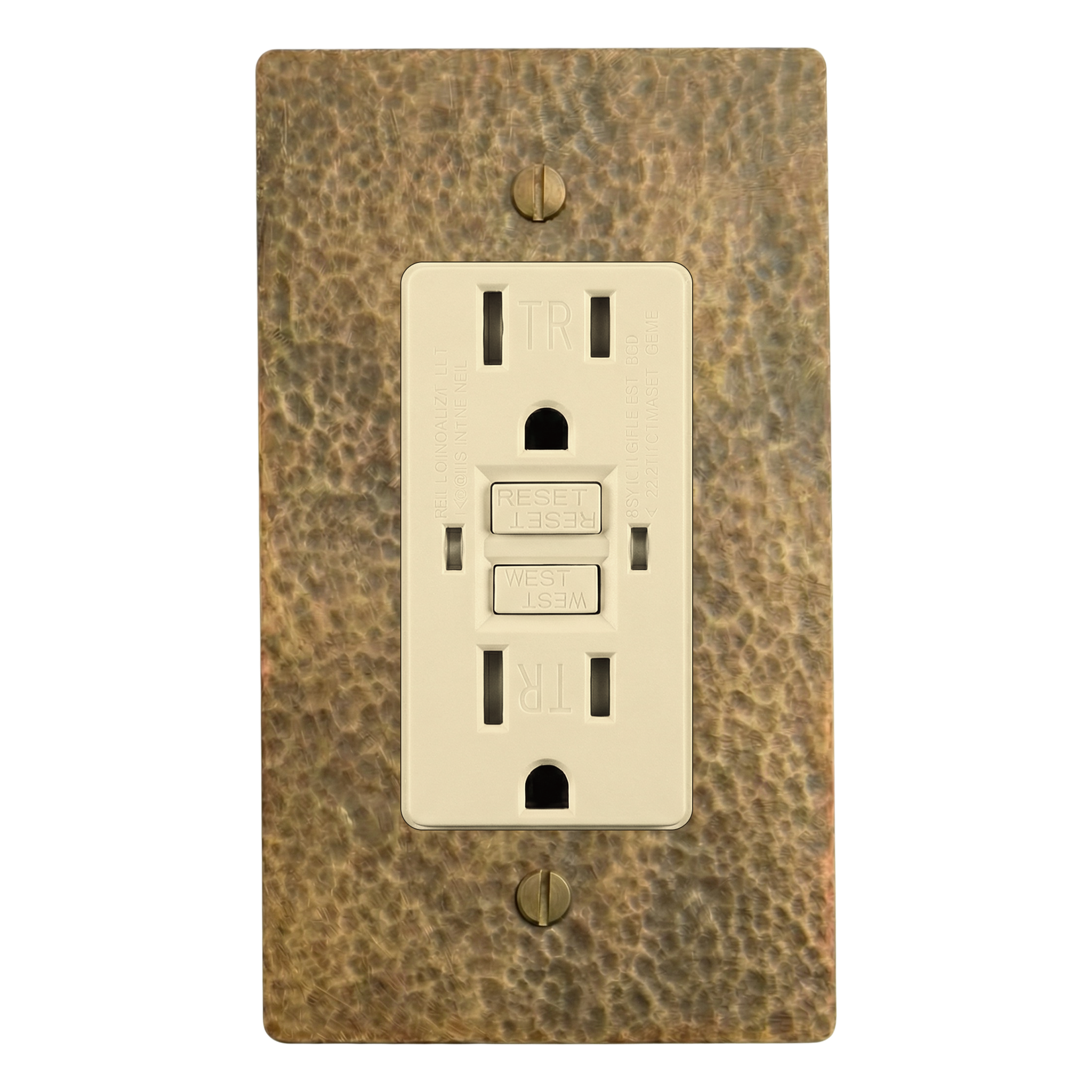 Hammered Brass 1-Gang GFCI Outlet Switch Plate in Ivory