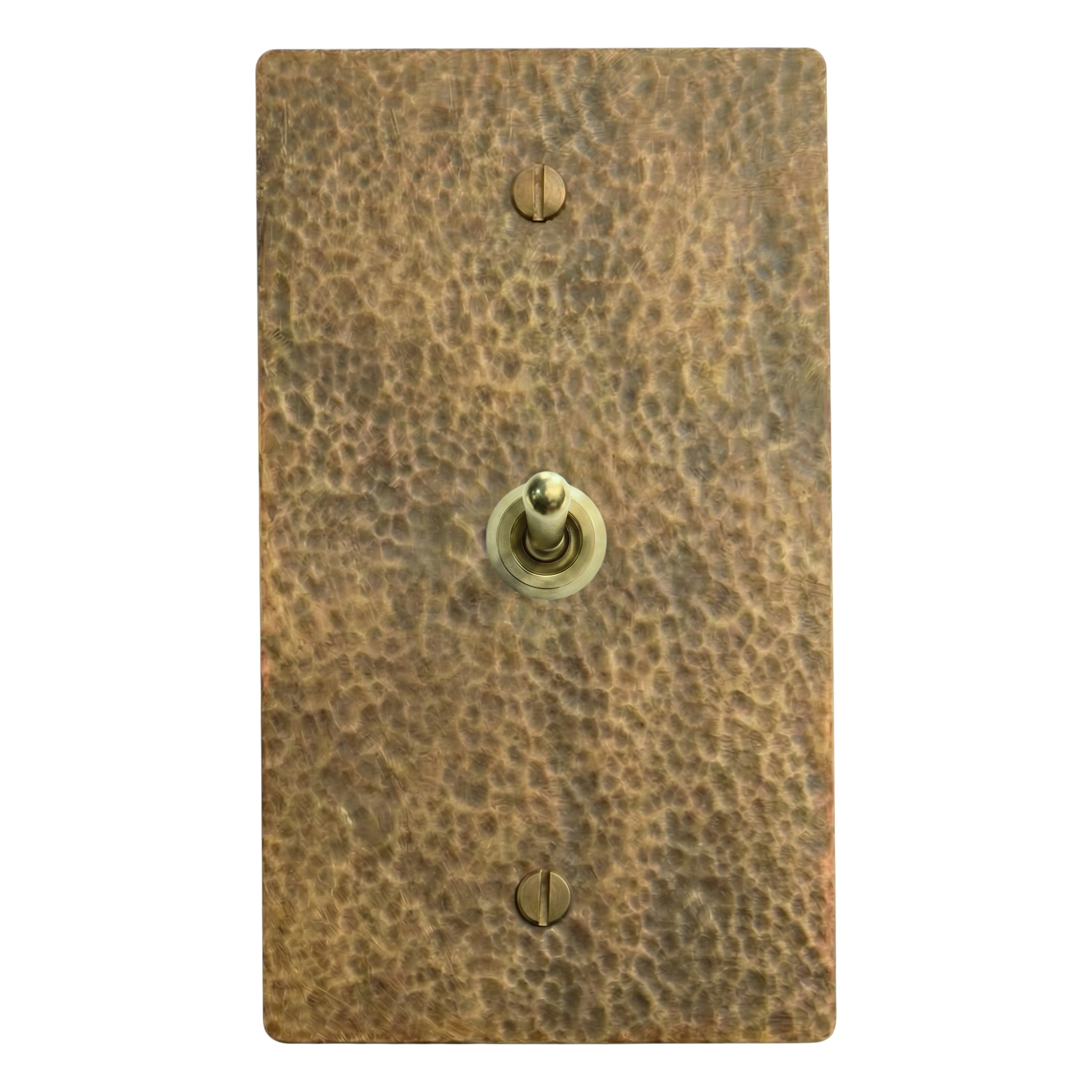 Hammered Brass 1-Gang Vintage Toggle Switch Plate