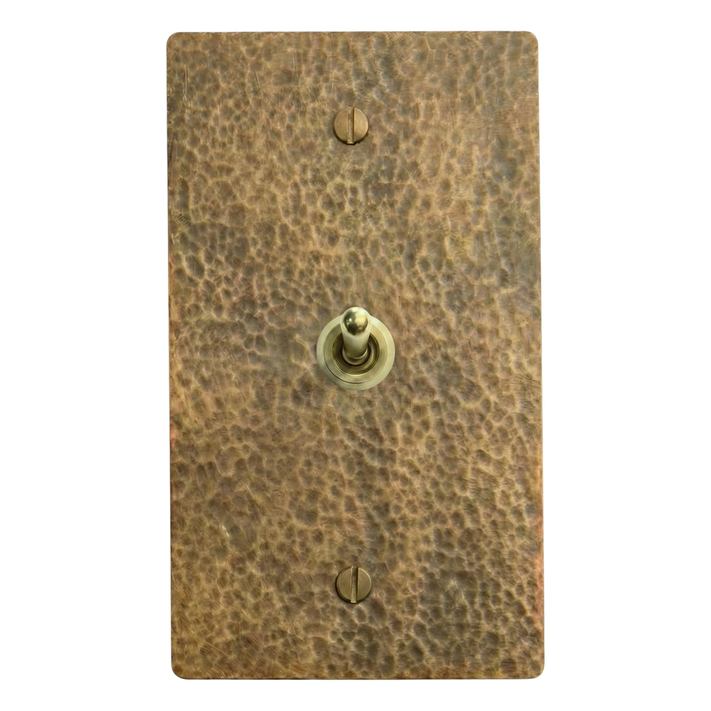 Hammered Brass 1-Gang Vintage Toggle Switch Plate