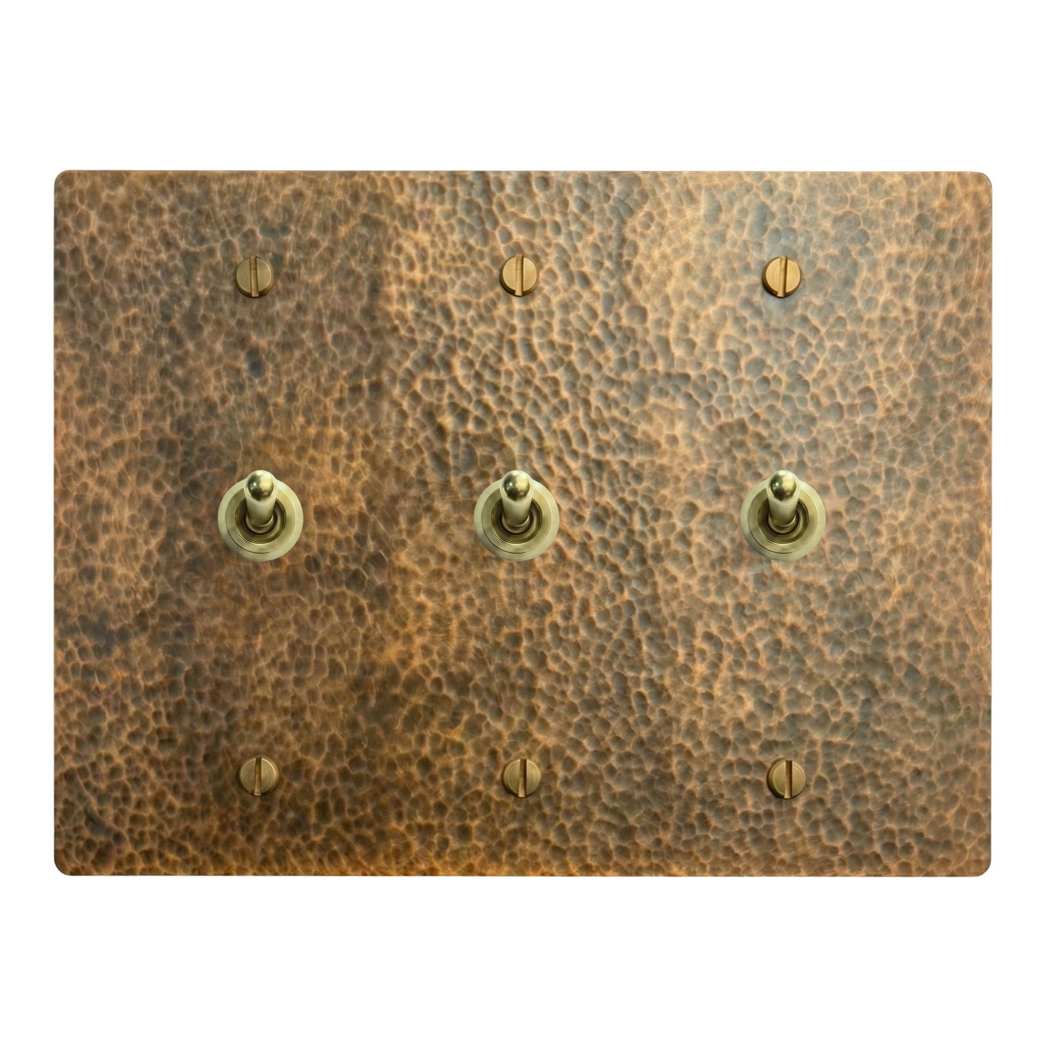 Hammered Brass 3-Gang Vintage Toggle, Vintage Toggle & Vintage Toggle Switch Plate