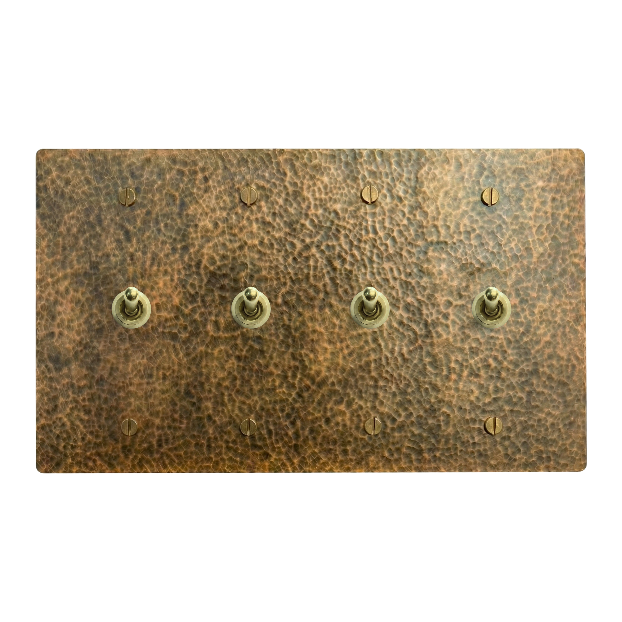 Hammered Brass 4-Gang Vintage Toggle, Vintage Toggle, Vintage Toggle & Vintage Toggle Switch Plate