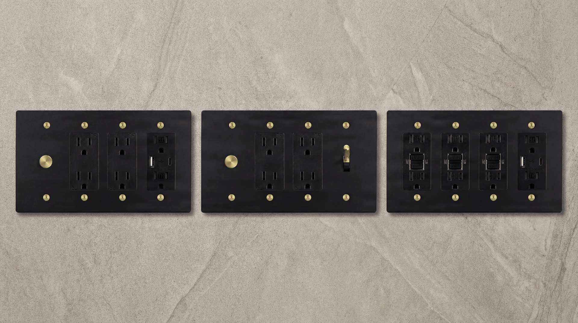 Matte Black 4 Gang Outlets - Desktop Hero