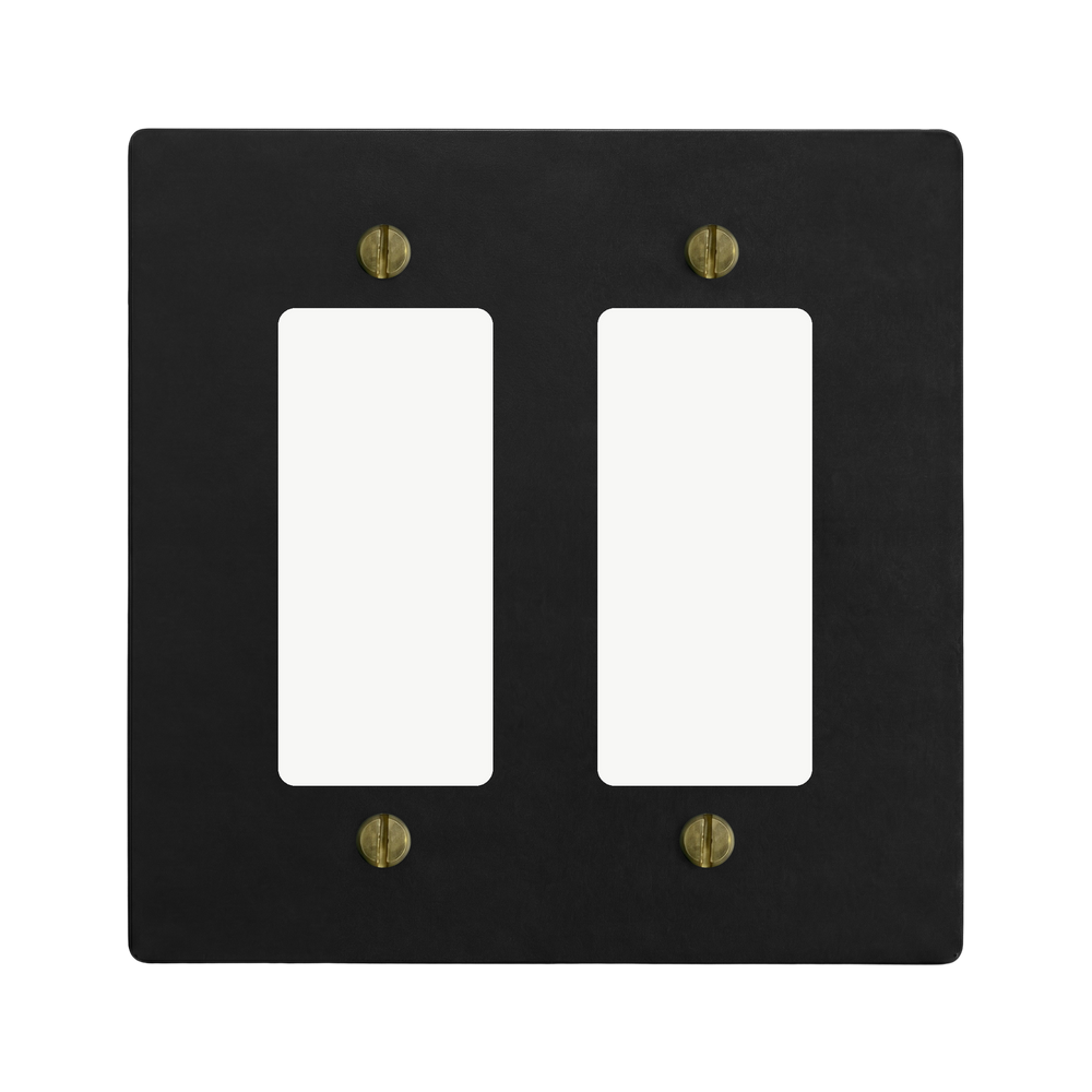 Matte Black (Antique Brass Accents) 2-Gang Decora & Decora Switch Plate