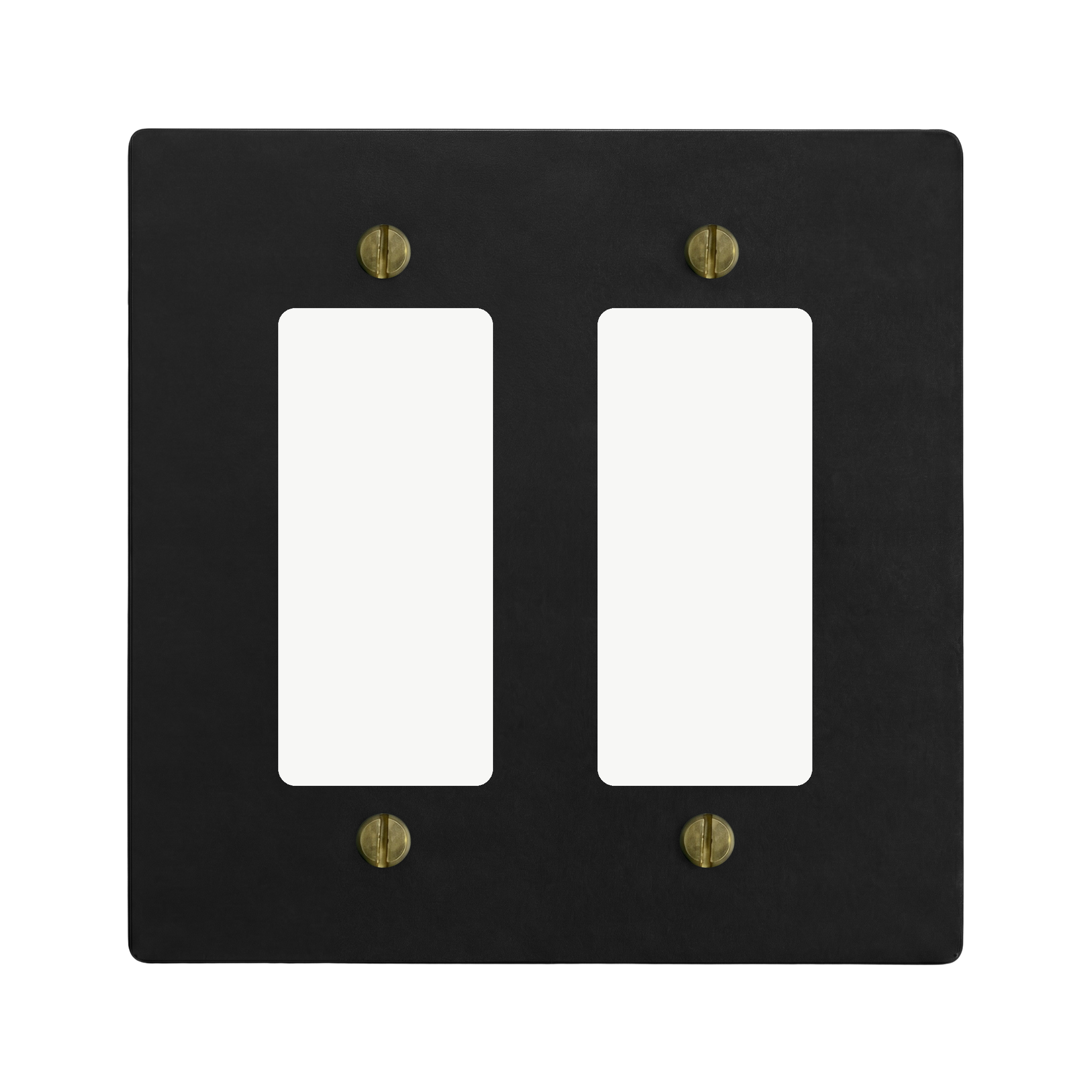 Matte Black (Antique Brass Accents) 2-Gang Decora & Decora Switch Plate