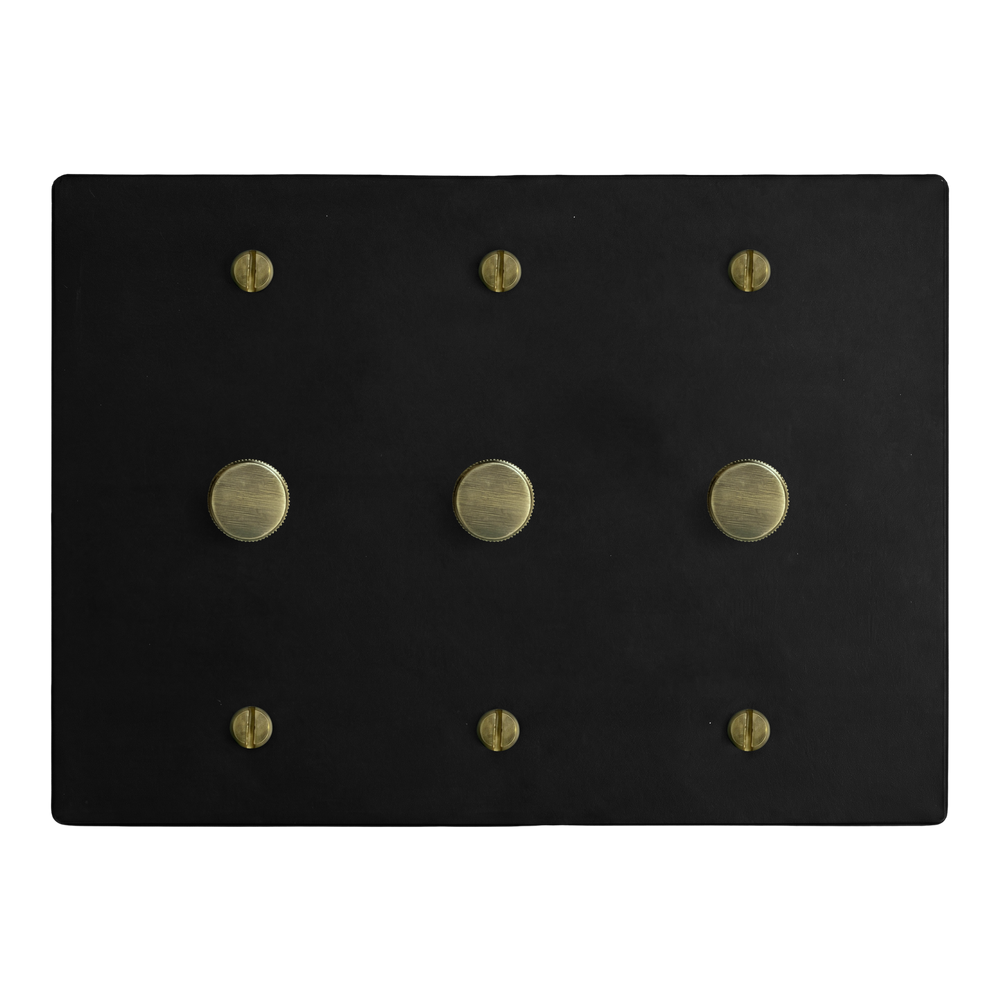 Matte Black (Antique Brass Accents) 3-Gang Dimmer, Dimmer & Dimmer Switch Plate