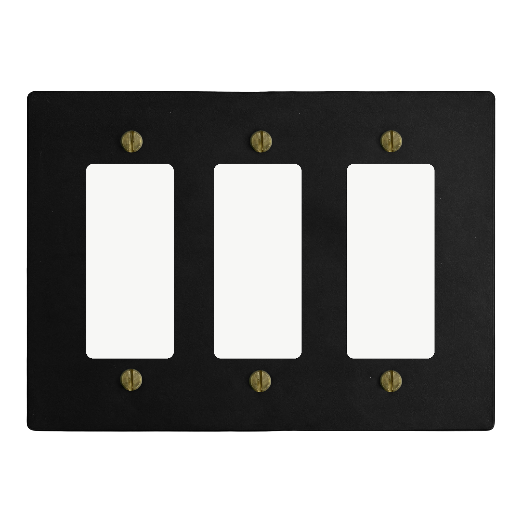 Matte Black (Antique Brass Accents) 3-Gang Decora, Decora & Decora Switch Plate