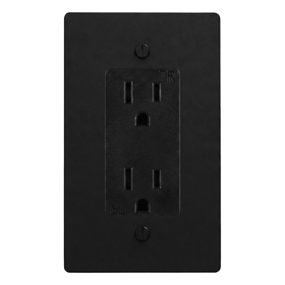 Matte Black (Matte Black Accents) 1-Gang Duplex Outlet Switch Plate in Black