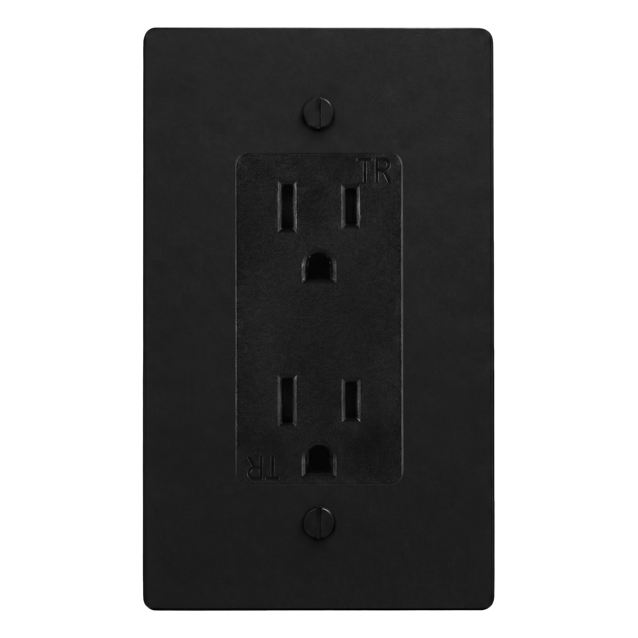 Matte Black (Matte Black Accents) 1-Gang Duplex Outlet Switch Plate in Black