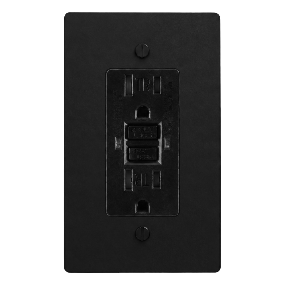 Matte Black (Matte Black Accents) 1-Gang GFCI Outlet Switch Plate in Black