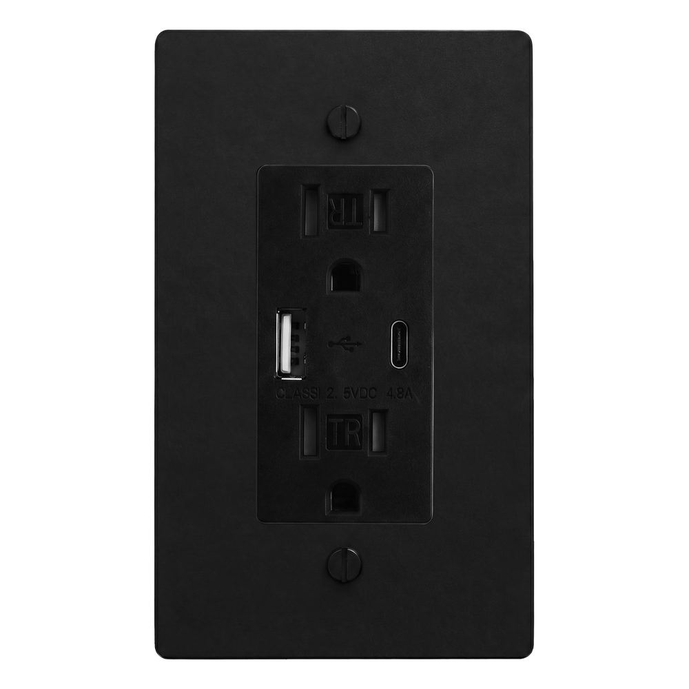 Matte Black (Matte Black Accents) 1-Gang USB Outlet Switch Plate in Black