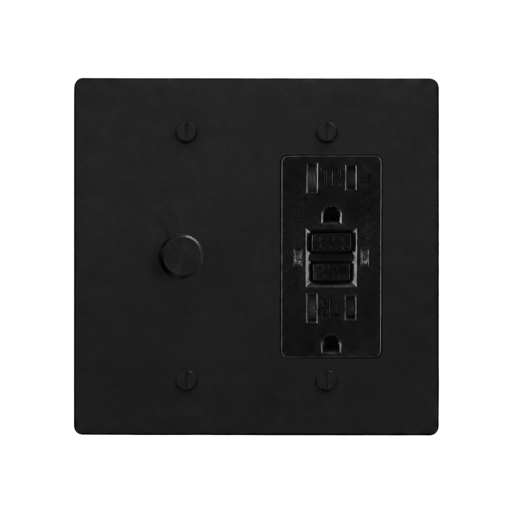 Matte Black (Matte Black Accents) 2-Gang Dimmer & GFCI Outlet Switch Plate in Black