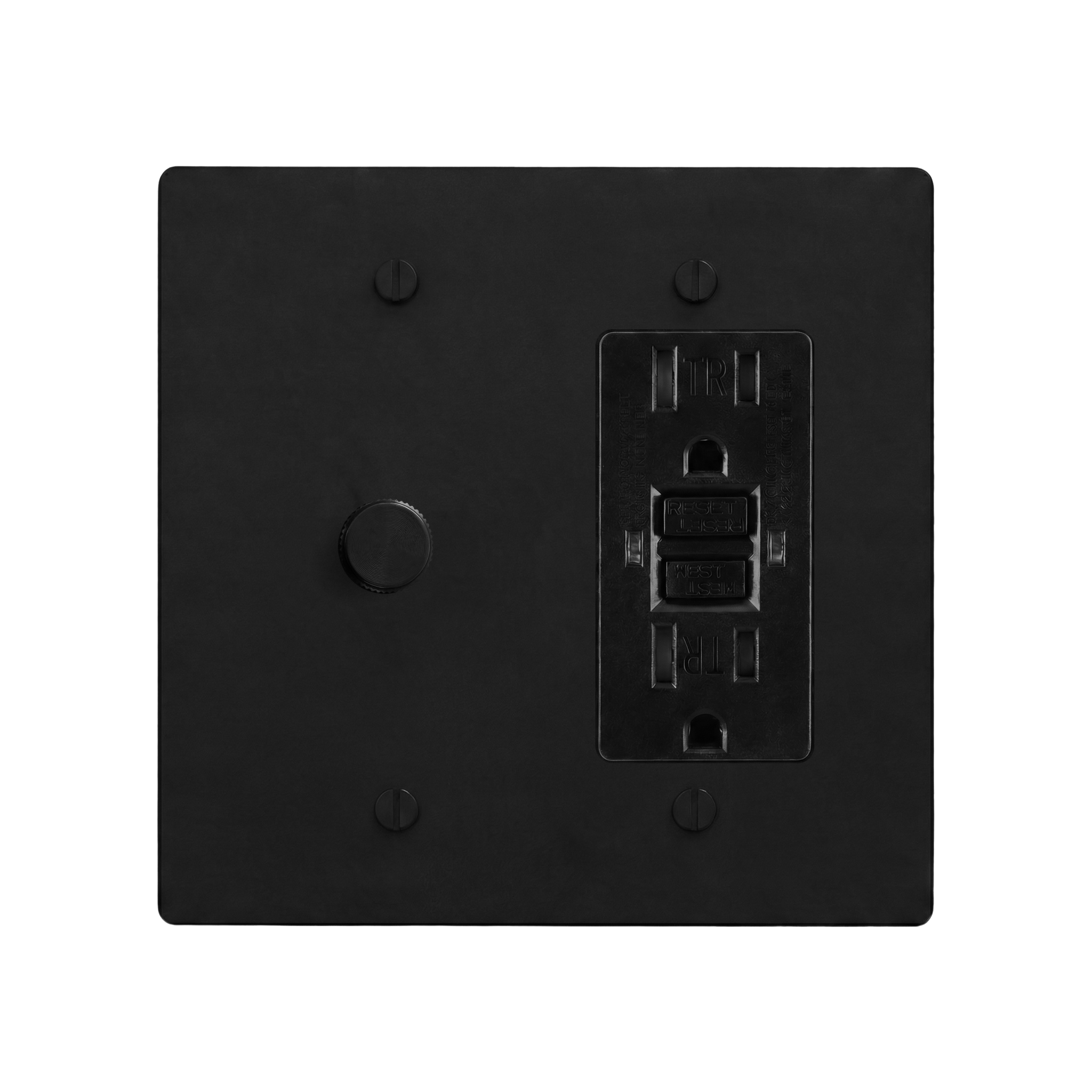 Matte Black (Matte Black Accents) 2-Gang Dimmer & GFCI Outlet Switch Plate in Black