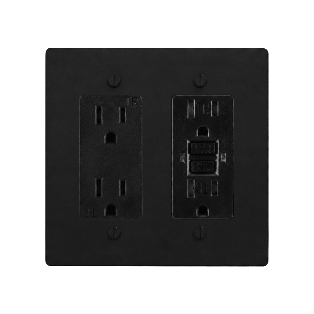 Matte Black (Matte Black Accents) 2-Gang Duplex Outlet & GFCI Outlet Switch Plate in Black