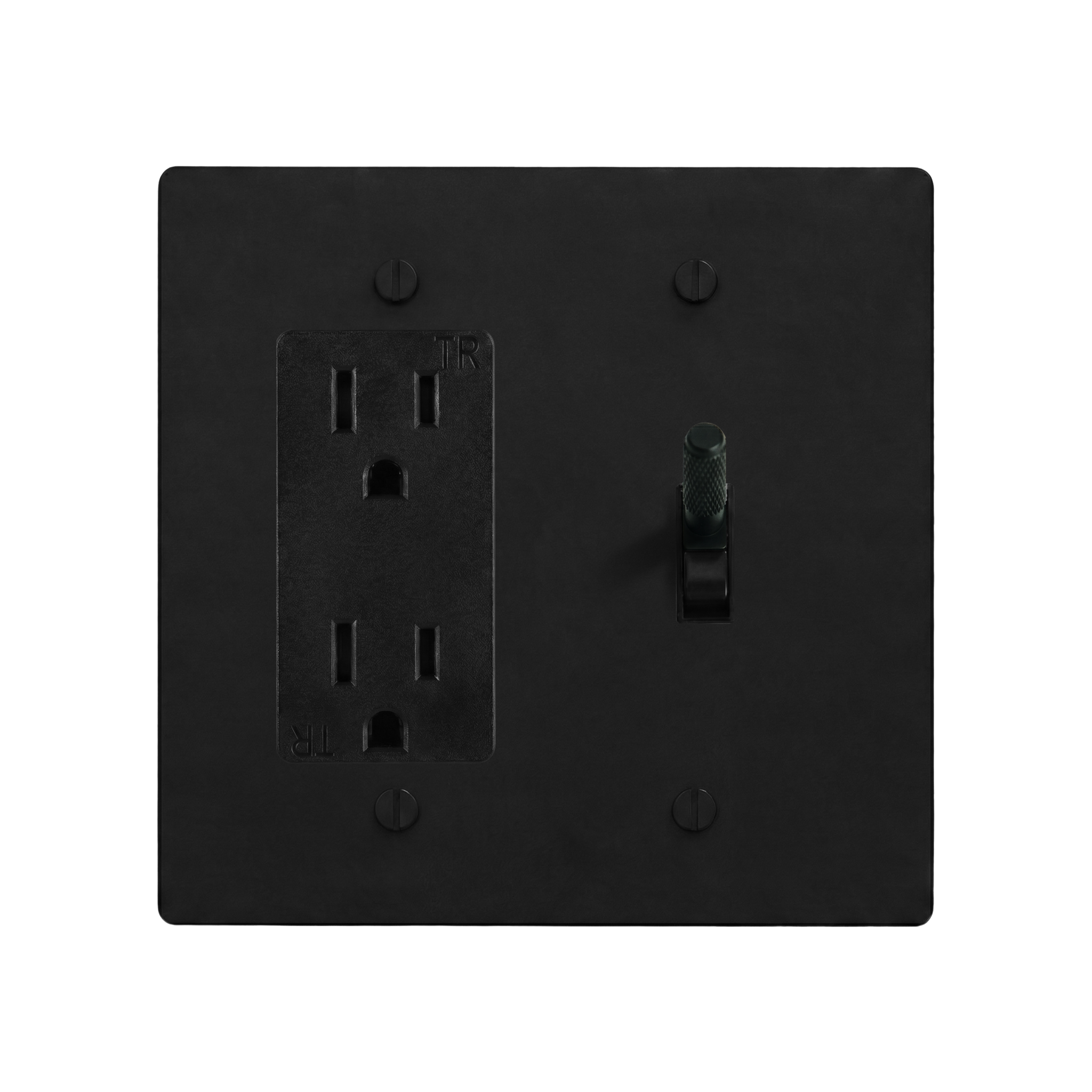 Matte Black (Matte Black Accents) 2-Gang Duplex Outlet & Toggle Switch Plate in Black