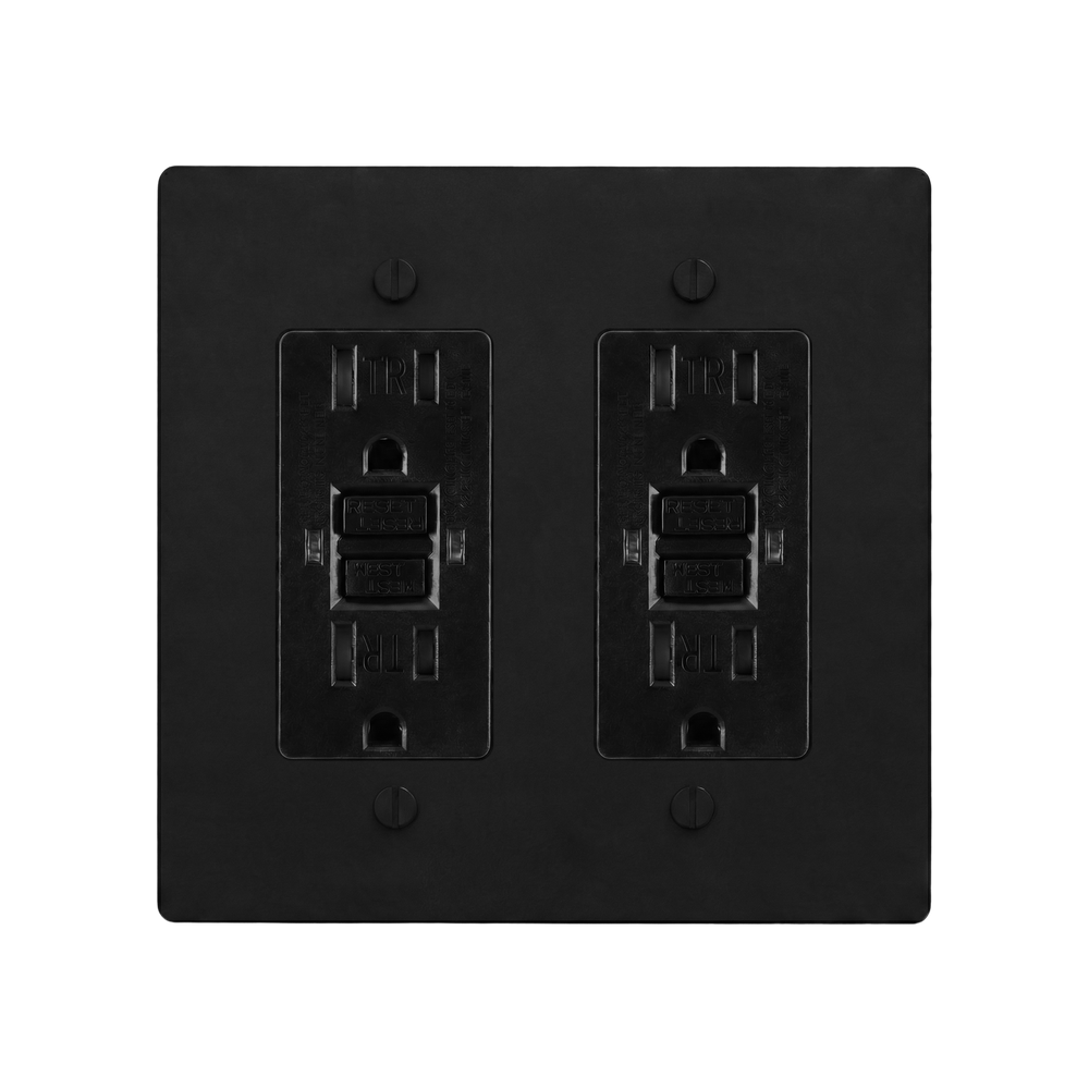 Matte Black (Matte Black Accents) 2-Gang GFCI Outlet & GFCI Outlet Switch Plate in Black