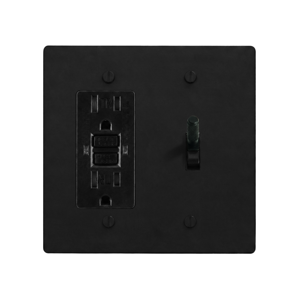 Matte Black (Matte Black Accents) 2-Gang GFCI Outlet & Toggle Switch Plate in Black