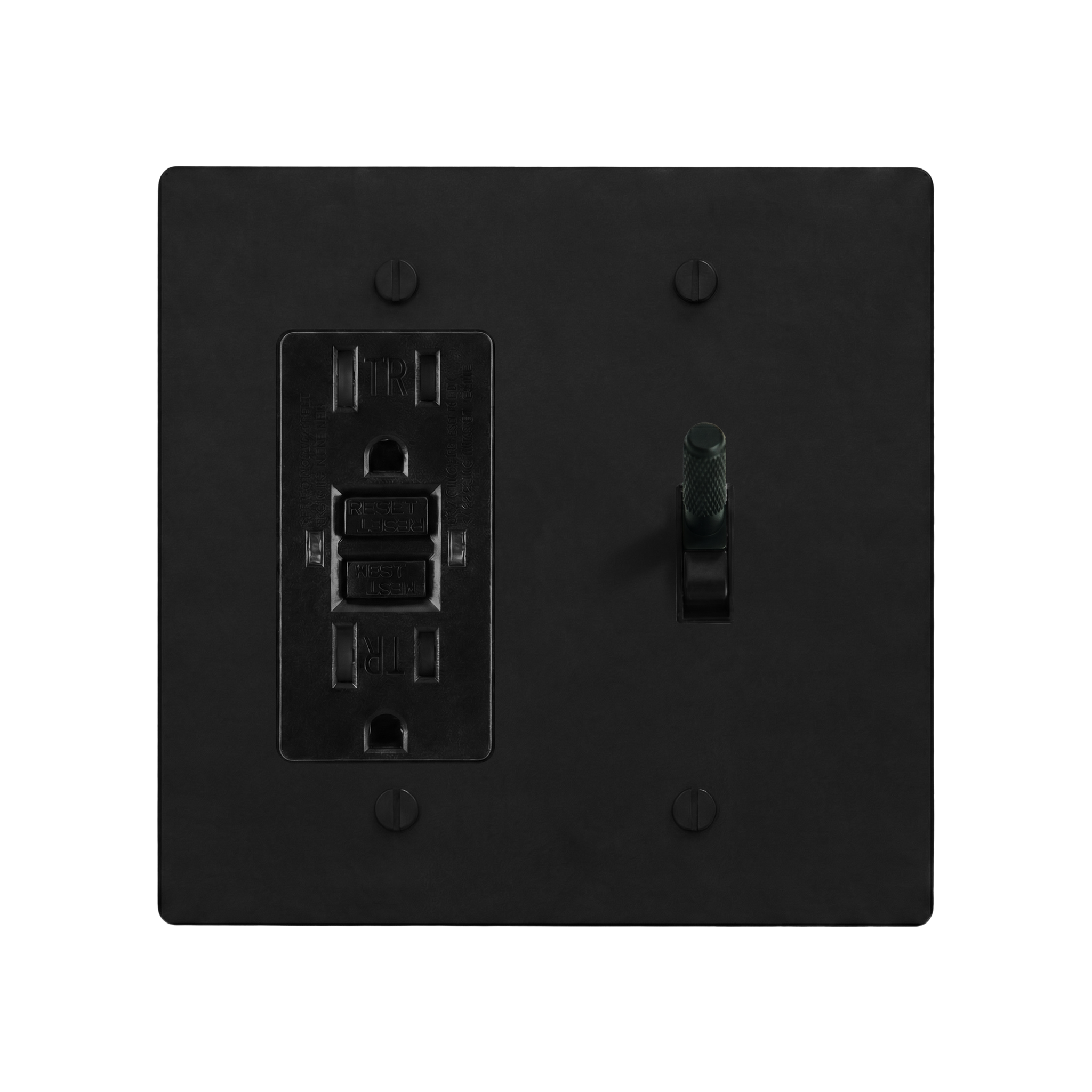 Matte Black (Matte Black Accents) 2-Gang GFCI Outlet & Toggle Switch Plate in Black
