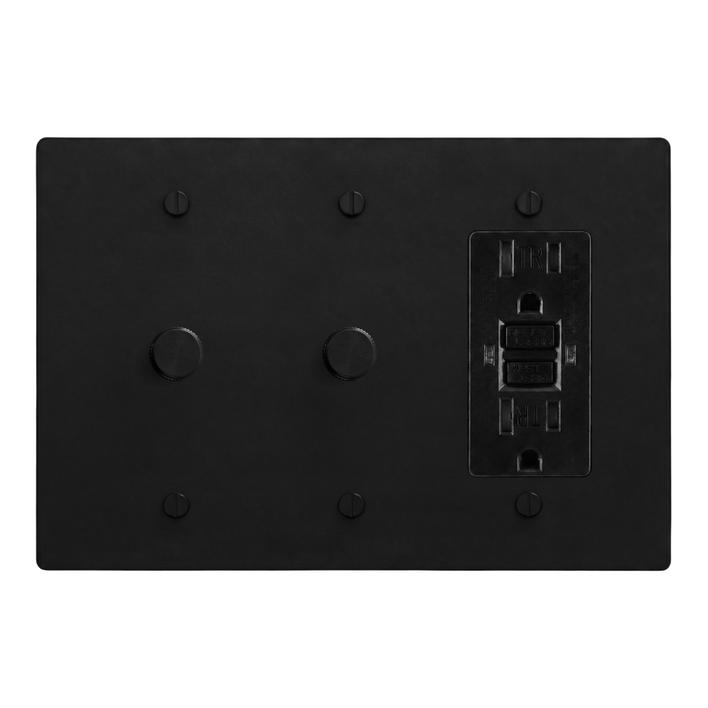 Matte Black (Matte Black Accents) 3-Gang Dimmer, Dimmer & GFCI Outlet Switch Plate in Black