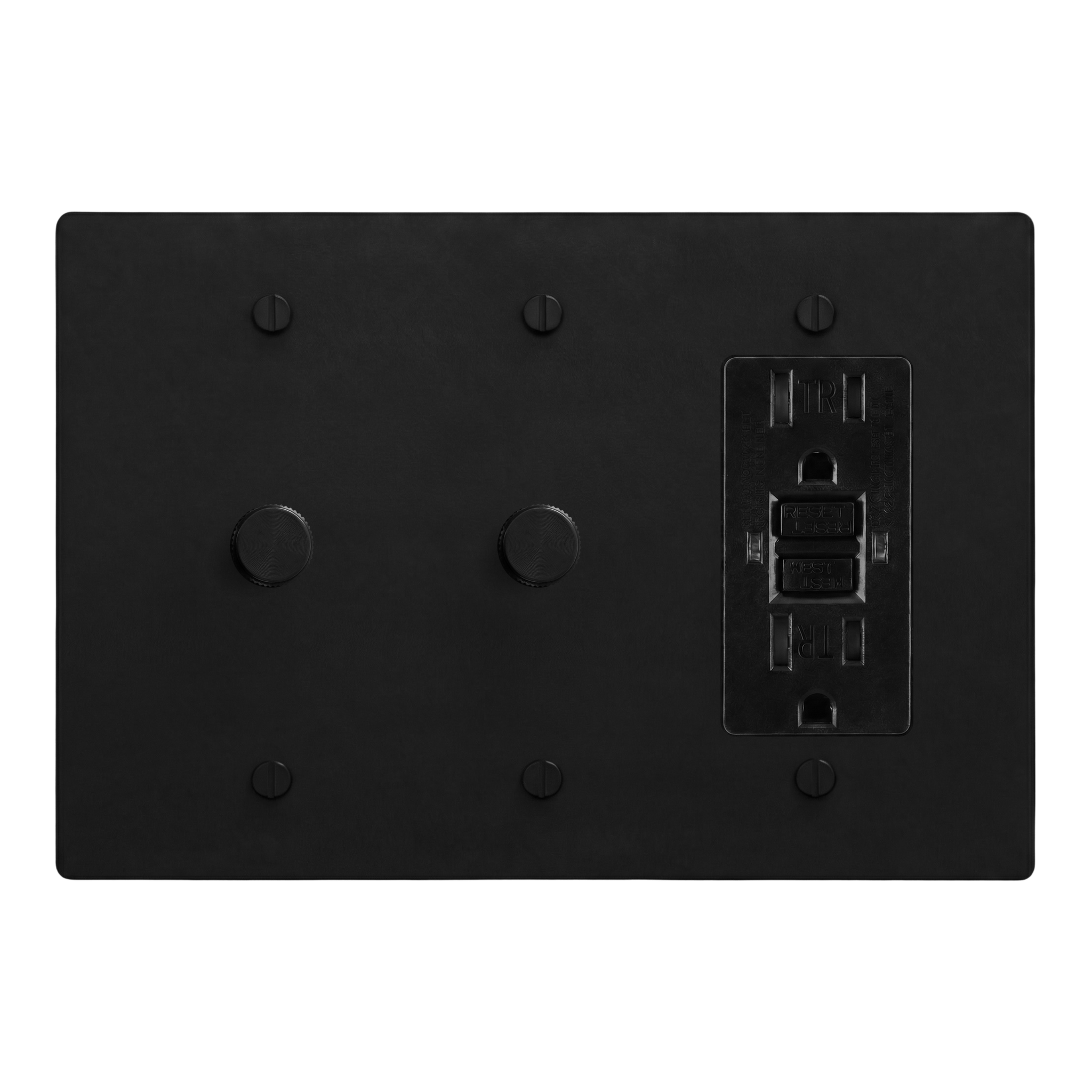 Matte Black (Matte Black Accents) 3-Gang Dimmer, Dimmer & GFCI Outlet Switch Plate in Black