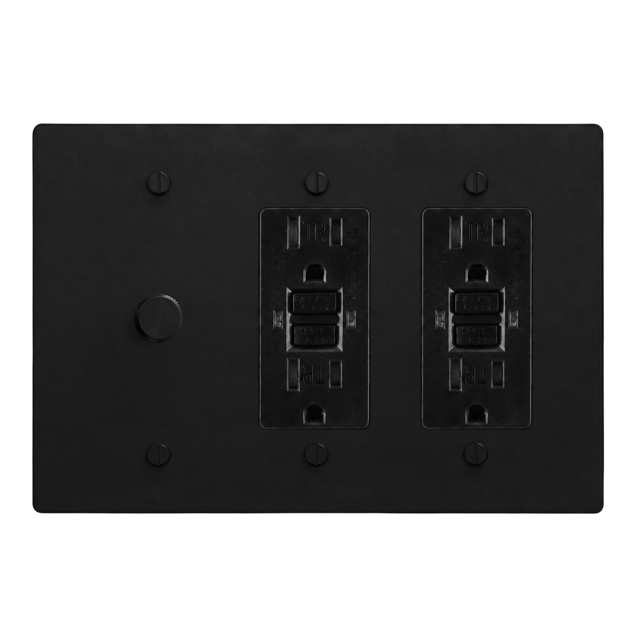 Matte Black (Matte Black Accents) 3-Gang Dimmer, GFCI Outlet & GFCI Outlet Switch Plate in Black