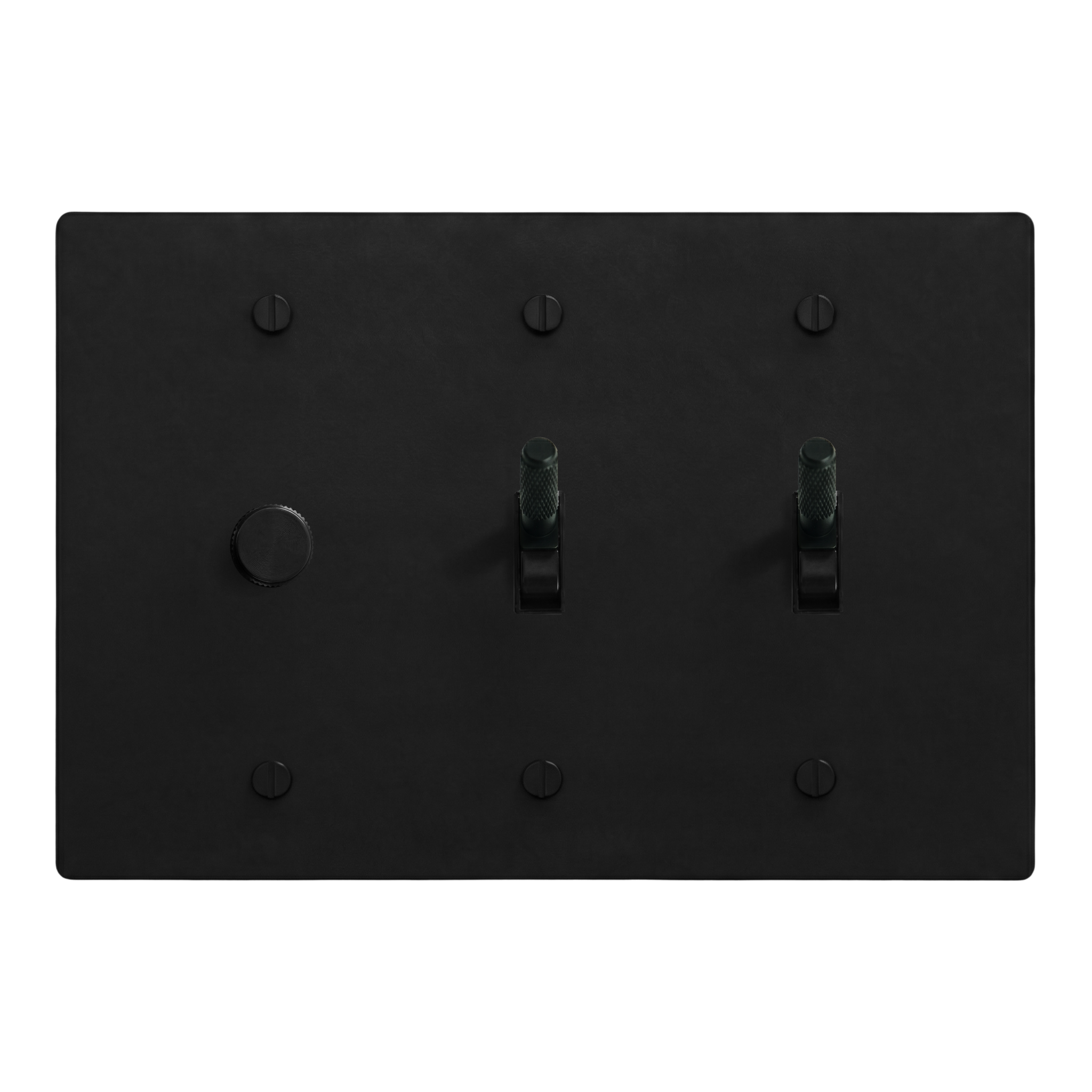Matte Black (Matte Black Accents) 3-Gang Dimmer, Toggle & Toggle Switch Plate in Black