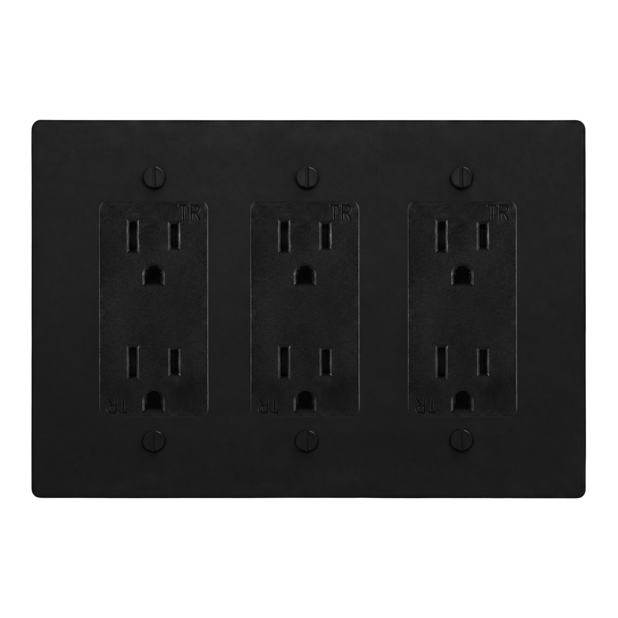 Matte Black (Matte Black Accents) 3-Gang Duplex Outlet, Duplex Outlet & Duplex Outlet Switch Plate in Black