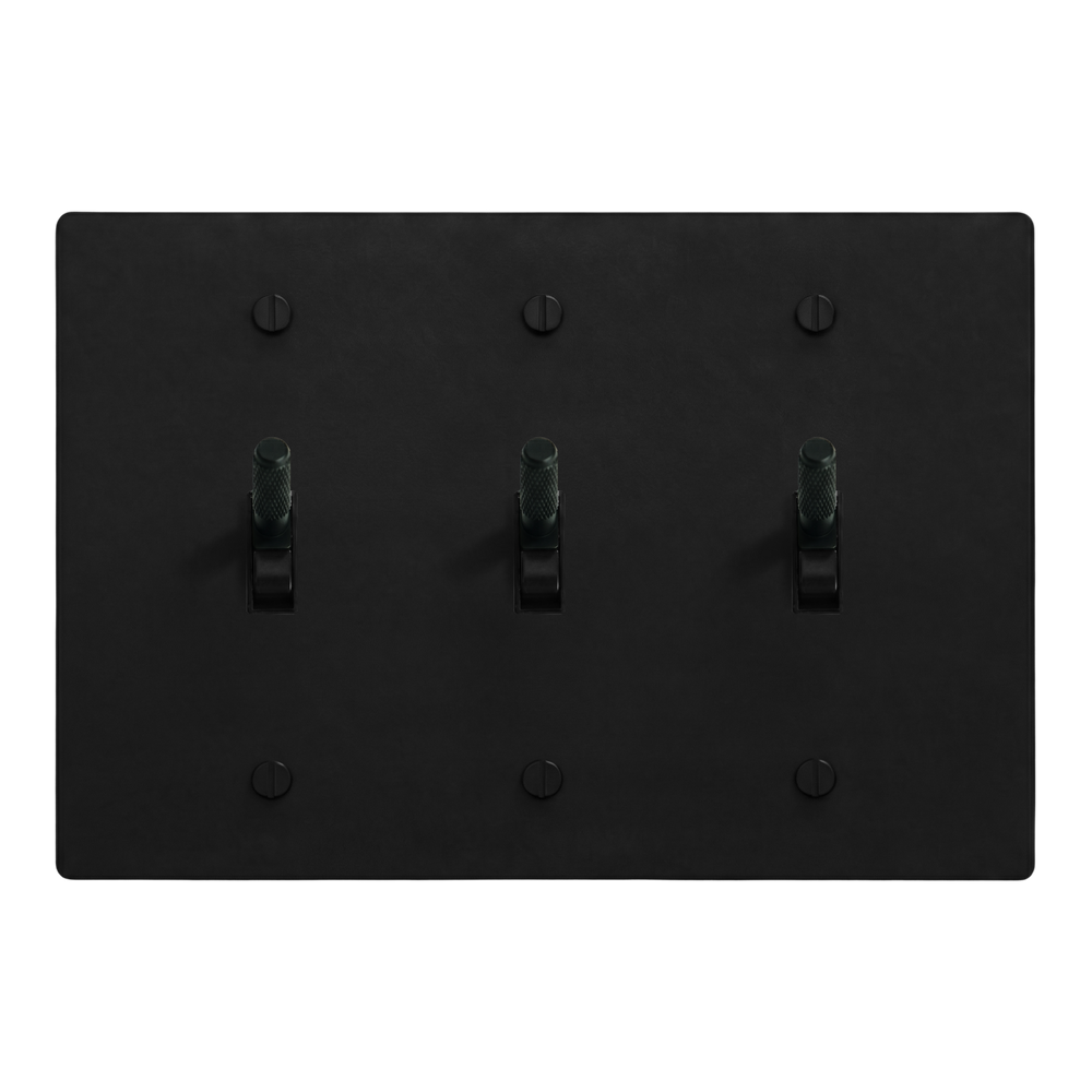 Matte Black (Matte Black Accents) 3-Gang Toggle, Toggle & Toggle Switch Plate in Black