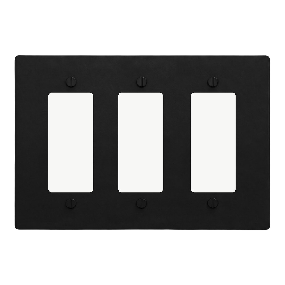 Matte Black (Matte Black Accents) 3-Gang Decora, Decora & Decora Switch Plate