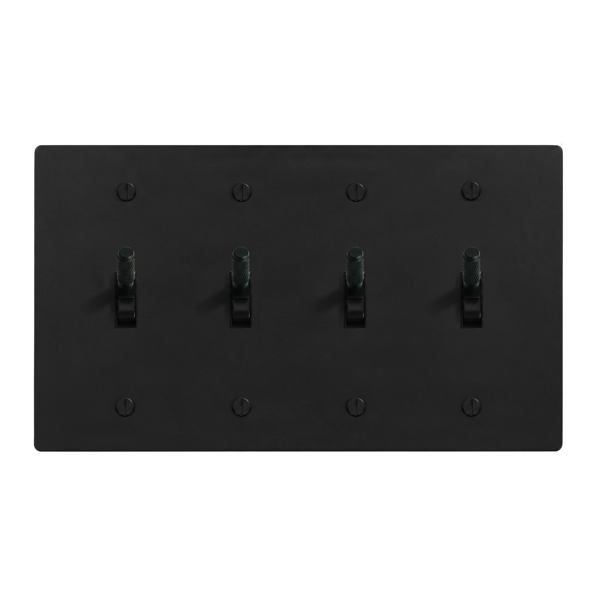 Matte Black (Matte Black Accents) 4-Gang Toggle, Toggle, Toggle & Toggle Switch Plate in Black