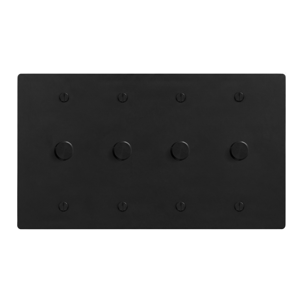 Matte Black (Matte Black Accents) 4-Gang Dimmer, Dimmer, Dimmer & Dimmer Switch Plate